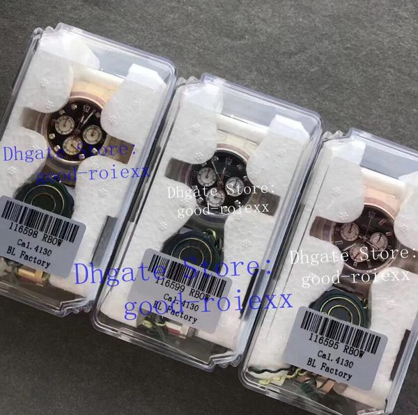 

men's automatic full pave bling diamond dial watches mens cal.4130 chronograph watch men 116598 gold 116595 bl factory 116599 cosmograp, Slivery;brown