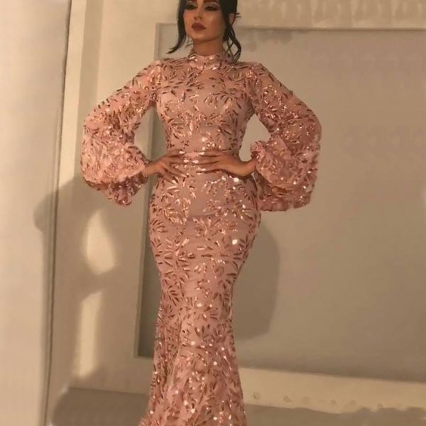 

2020 new fashion high neck mermaid evening dresses lace long sleeves arabic formal prom dresses party gowns floor length, Black;red
