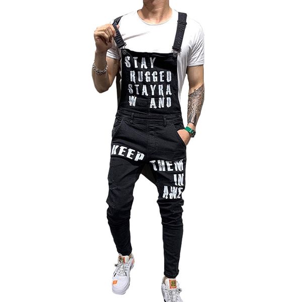 

new fashion men's ripped jeans jumpsuits shorts summer hi street distressed denim bib overalls for man suspender pants, Blue