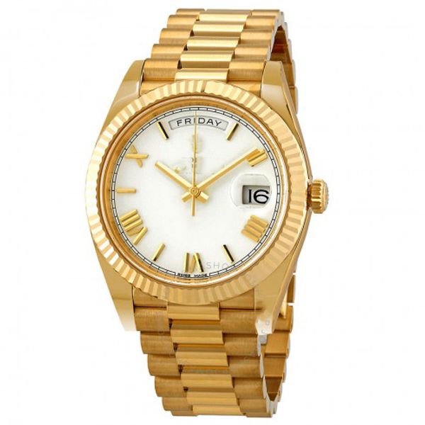 

41mm White Dial Automatic glide smooth 18K Yellow Gold Automatic Watch Scratch resistant sapphire crystal wholesale top quality wristwatch