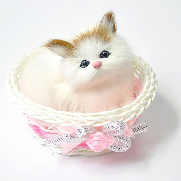 

кошка / собака куклы в корзине дети simulation животных игрушки кошки meowth детский pet cat плюшевые игрушки украшения подарок на день рожд