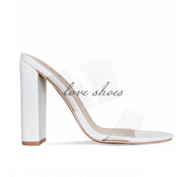 

2020 new designs women black snake clear block heel mules