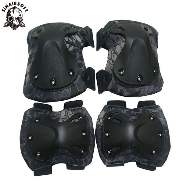 

sinairsoft high qualty field elbow & knee pads knee pads & elbow set new tactical paintball protection ly0800, Black;gray