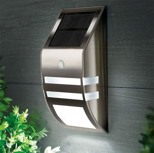 

solar powered wall lamp 2 led automatic motion sensor security light waterproof street light for patio deck yard garden
