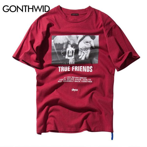 

gonthwid hip hop hands printed short sleeve t shirts 2018 new spring summer casual cotton tees mens streetwear tshirtsq190330, White;black