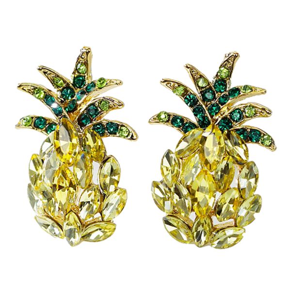 

womens trendy pineapple studs earrings statement ear studs piercing earrings, Golden