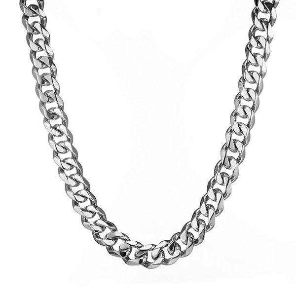 

granny chic custom any length 10/12/15/19mm curb cuban mens chain boys stainless steel necklace or bracelet fashion jewelry, Silver