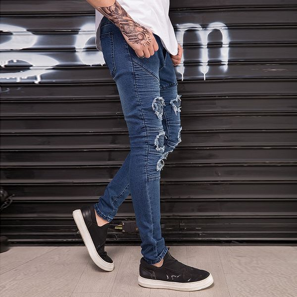 

skinny mens jeans brand blue denim pants vintage jean hombre