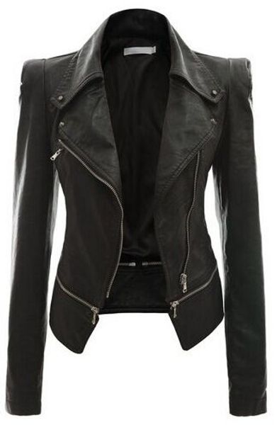 

women jackets spring 2020 new women faux leather jacket gothic black moto jacket zippers long sleeve goth female pu jackets 809f, Black;brown