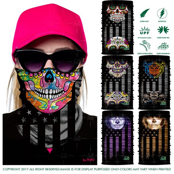 

sugar skull fashion cycling windproof magic scarf color bike ski face mask headwear neck gaiter bandanas seamless balaclava, Black