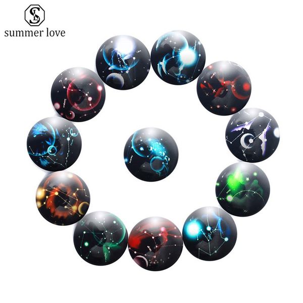 

new p glass zodiac 12 constellation charm pendants diy jewelry making pendant for necklace bracelet wholesale-z, Bronze;silver