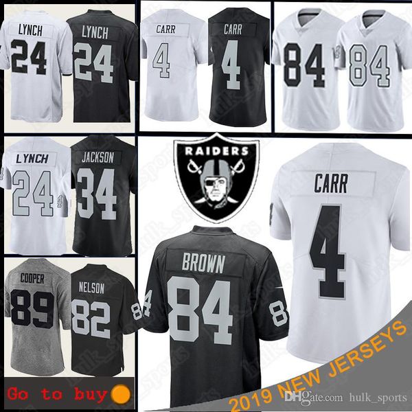 

84 antonio brown oakland jersey rainder 4 derek carr 24 marshawn lynch 34 bo jackson 89 amari cooper men football jerseys t-shirt, Black;red