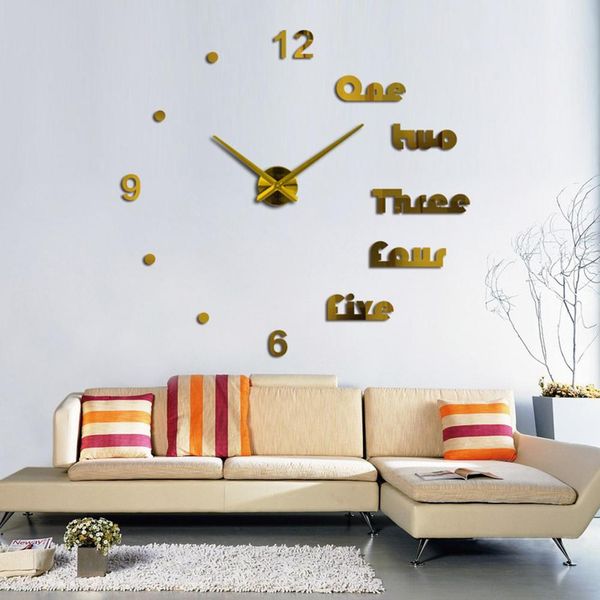 

stylish diy acrylic mirror surface wall sticker clock living room bedroom decor