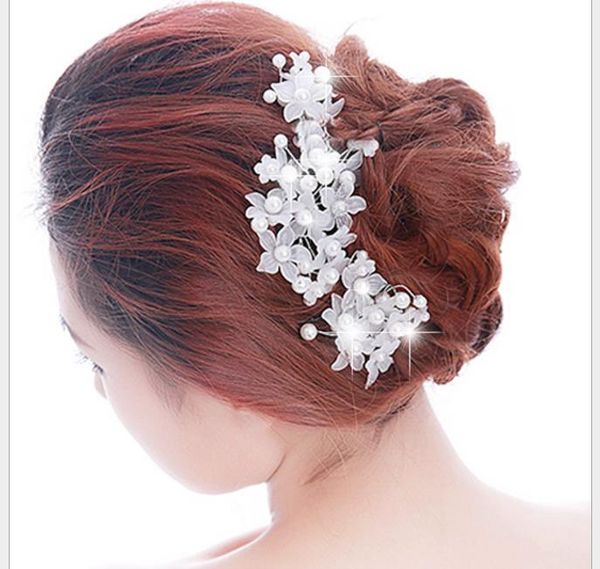 

handmade lace pearl bride headdress korean wedding dress bride hairpin accessories, Slivery;golden