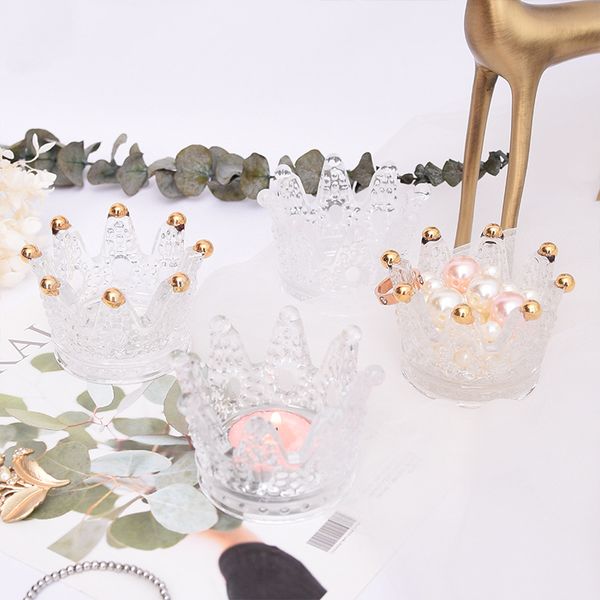 ddisplay anello in cristallo di vetro organizzatore di gioielli perline dorate display per collana corona custodia per braccialetto supporto per display per orecchini glamour