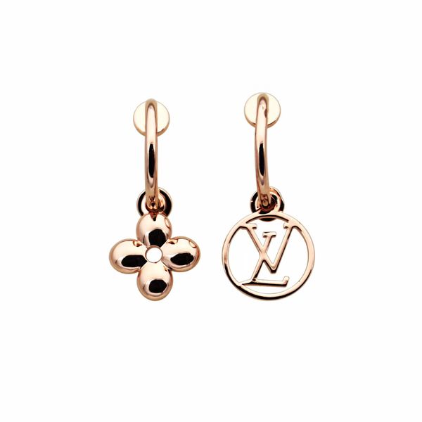 

luxury jewelry four leaf flower designer earrings pseudo gold material silver rose gold 18k gold elagant women stud earrings fashion style, Golden