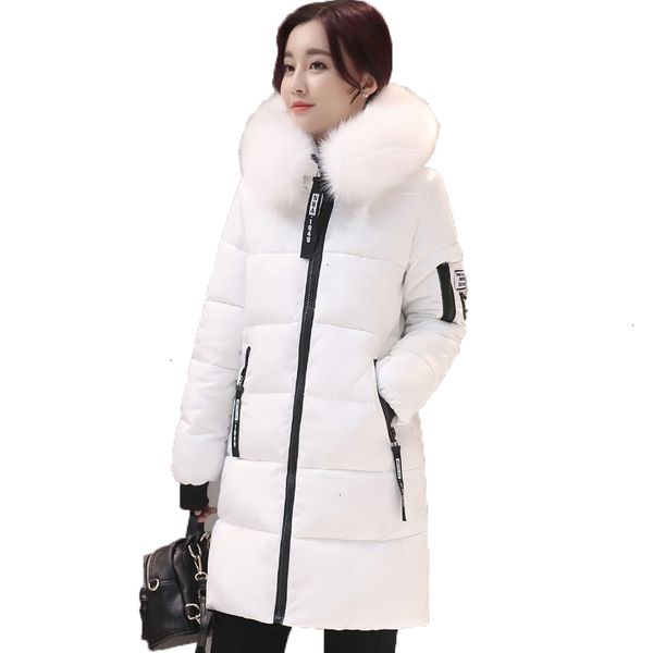 

down jacket women winter coat large new fur collar winter coats letter slim thick warm cotton parkas medium hood casaco feminino st159, Black
