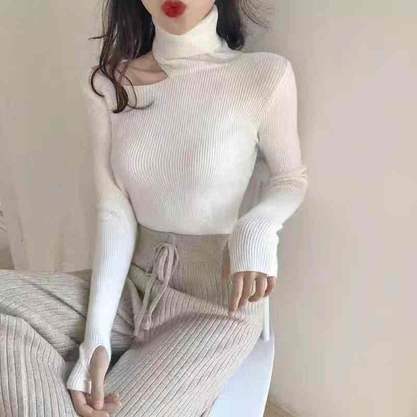 

new autumn winter women knitted turtleneck sweater casual soft jumper badycon fashion slim femme elasticity pullovers skinny, White;black