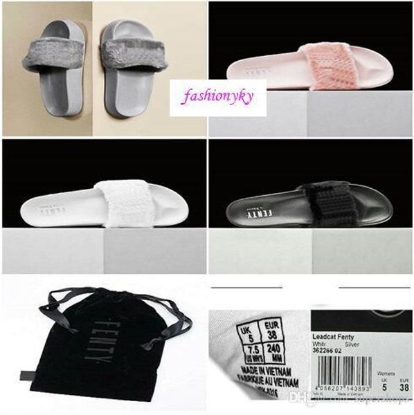 

2016 rihanna leadcat fenty women slippers, Black