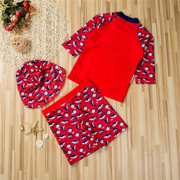

Summer Two Piece Swimsuit Kids Shark Printing Swimwear Girls Long Sleeve Bathing Suits Pants Swimming Hat Girl Child Monokini