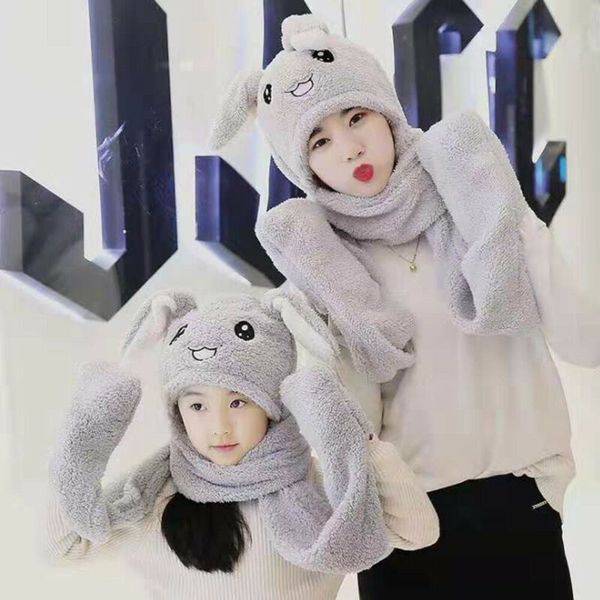 

tiktok cute animal plush hat moving hat ear plush cap / kids, Blue;gray