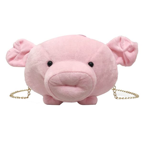 

2019 new women girl shoulder crossbody bag cute plush pig zipper for mobile phone wml99
