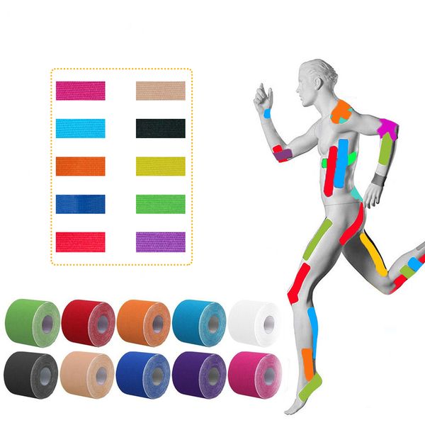 

2 size 5m length elastic sport tape kinesiology tape athletic strapping gym tennis fitness running knee care, Black;gray
