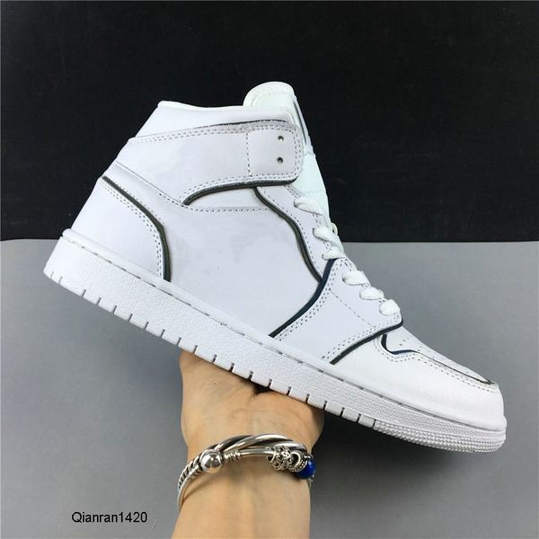 

special edition 1 mid iridescent reflective basketball designer shoes white black fashion sport zapatos sneakers good quality ship with box