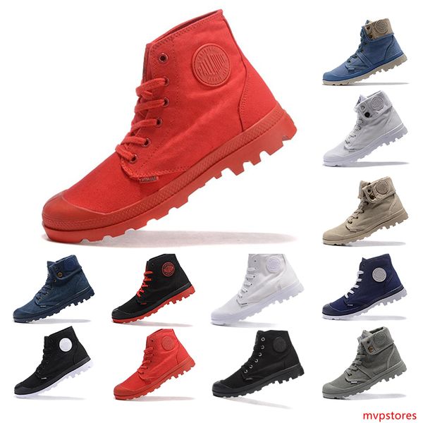 

2019 palladium ankle boots shoes for men women triple black white grey blue denim sneakers fashion canvas casual shoe size 35-45