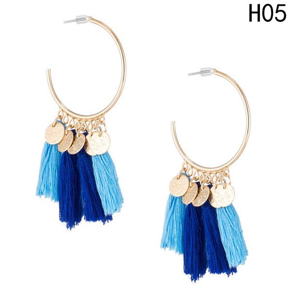 

1/pair big circle gold metal round beads bohemia earrings for women simple tassel hoop earring party gift jewelry brincos, Golden;silver