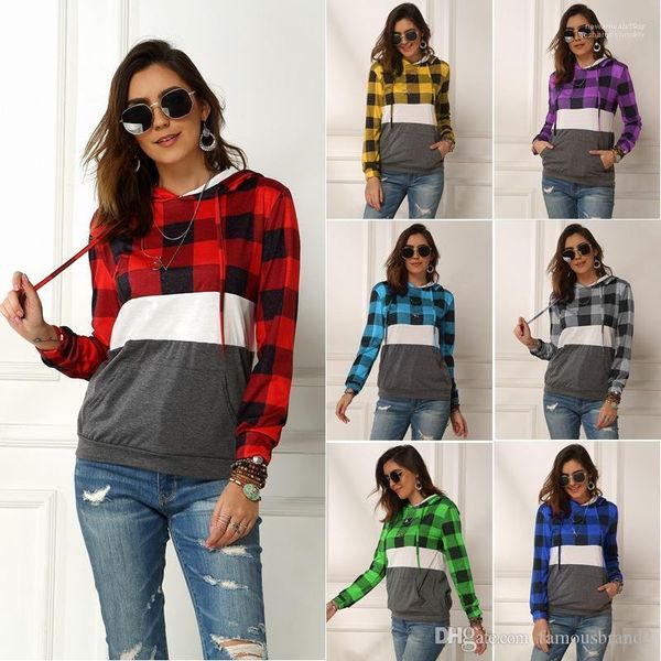 

casual apparel plaid print women hoodies long sleeve autumn designer fashion solid color spring 2020 new style, Black