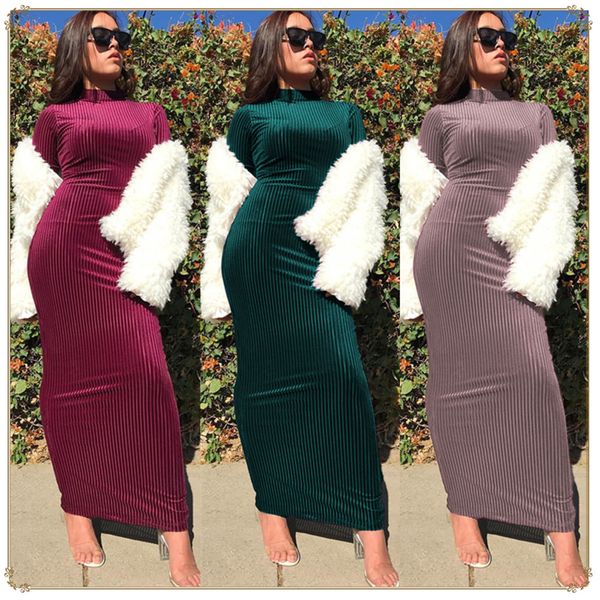 

2019 fashion spring autumn women dress o neck long sleeve slim bodycon club party dress velour long sukienki damskie, Black;gray