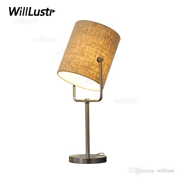 

new modern fork table lamp flaxen fabric lampshade silver fixture stand desk reading light study room bedside bedroom lamp table light