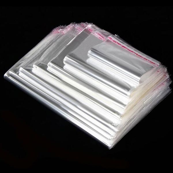 

100pcs storage bags transparent self adhesive resealable clear cellophane poly bags opp seal gift packaging bag jewelry pouch