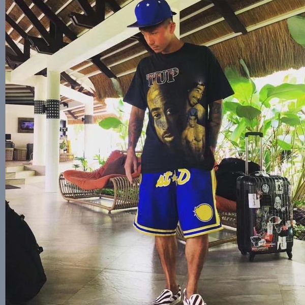 

топ-20ss баскетбол шорты-хай-стрит эластичный пояс с кулиской брюки открытый фитнес спорт короткая брюки свободного покроя воздухопроницаемы, Black