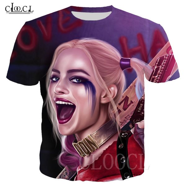 

птицы prey футболка унисекс harley quinn 3d печати клоун креативный футболка с коротким рукавом пары hip hop streetwear пуловер tee tops, White;black