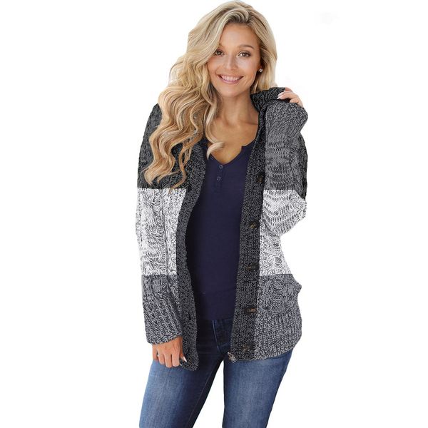 

Casual Hooded Knitted Sweater Women Zipper Loose Cropped Cardigans Winter Coat warm Streetwear Jumper SY270189