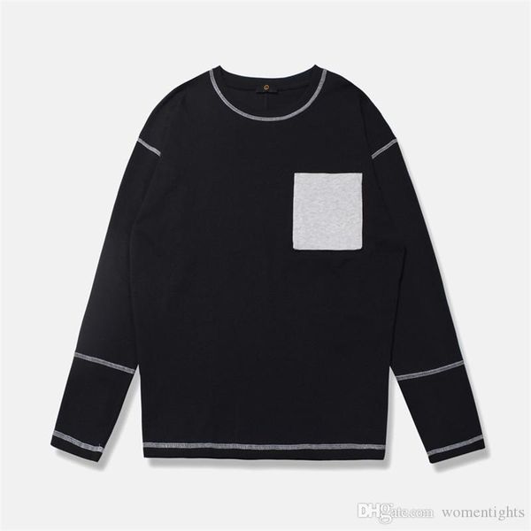 

designer tshirts autumn spring black white grey pocket street long sleeved street style mens, White;black