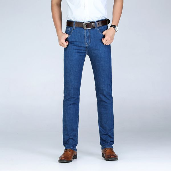 

high quality spring summer men's jeans stretch denim jeans straight fit trousers male cotton pants men large size 40 42 44 46, Blue