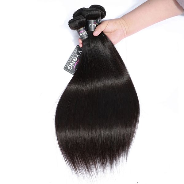 

перуанских человеческих волосы необработанных девственницы прямых волос пучки natural color indian / малазийский / бразильский волос ткет дл, Black