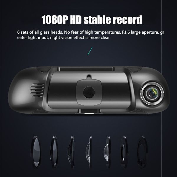

driving recorder double lens rearview mirror full hd 1080p night vision bluetooth intelligent navigation electronic dog car