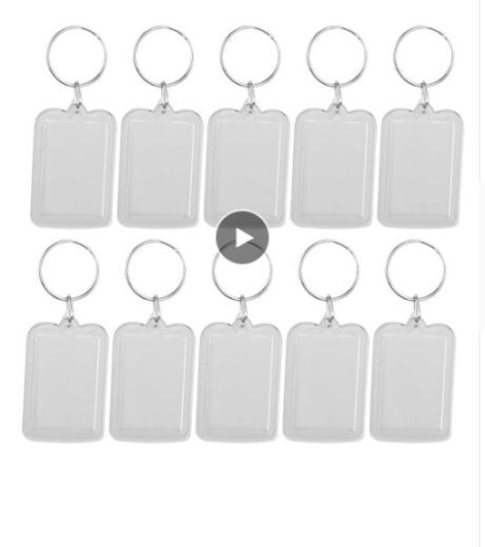 

2019 New 10pcs Trendy Rectangle Blank Insert Photo Picture Frame Split Ring Keychain Unisex (5*3.3cm)
