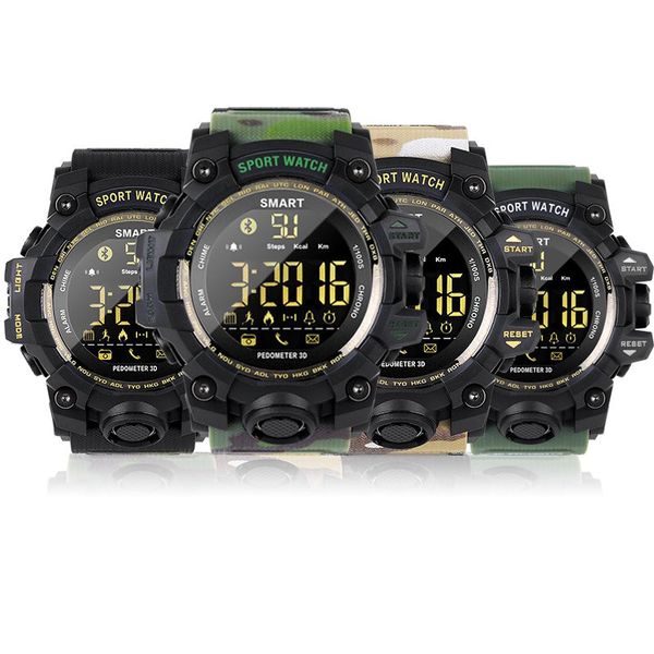 

ex16s waterproof sports smart watch fashion camouflage outdoor bluetooth remote pedometer control p long standby smartwatch