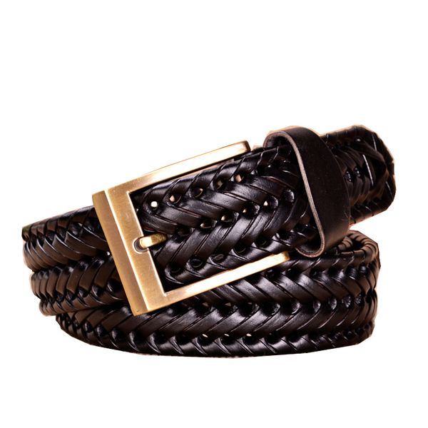 

genuine leather belt male braided strap for man fashion designer mens belts luxury 2015 girdle for jeans men brown, Black;brown