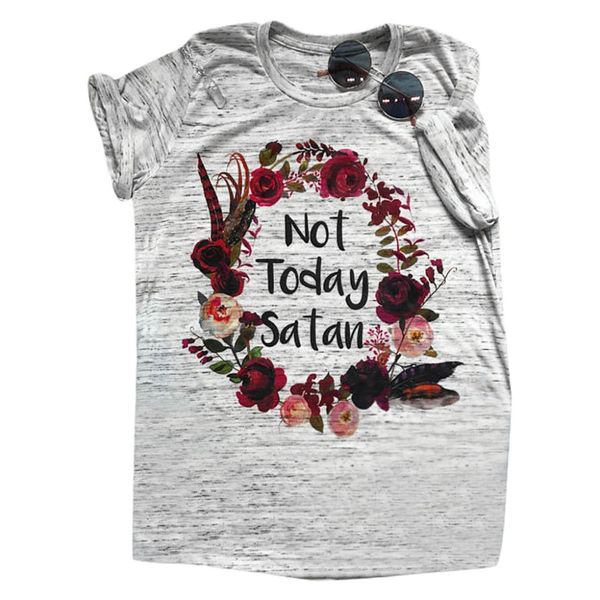 

casual short sleeve o-neck funny women t-shirt summer ladies not today printed loose shirt simple female camiseta mujer bb4, White