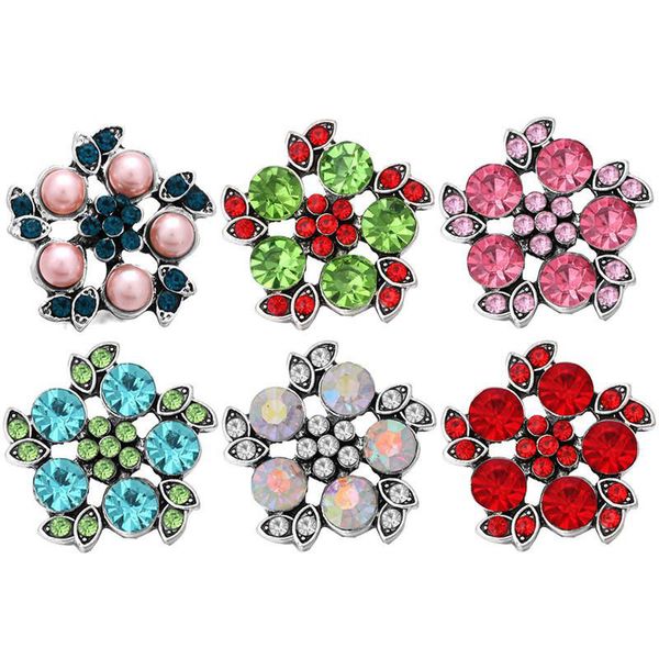 

Горный хрусталь Изукрашенный Цветок Оснастки Кнопки Ювелирных Изделий для 18 мм К