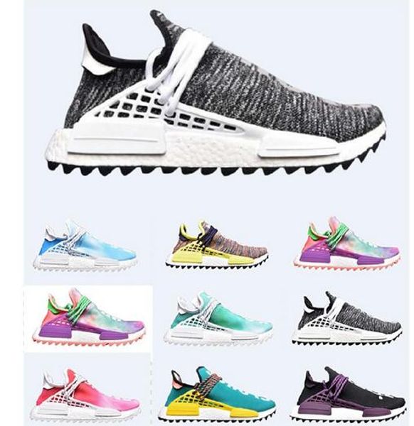 

nmd human race mens running shoes with box pharrell williams sample yellow core black sport designer shoes women sneakers 36-45