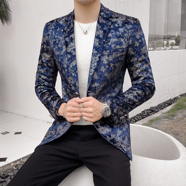 

mens prom blazer blue cloud print blazers para hombre male blazer suit jacket men party club wedding men slim fit, White;black