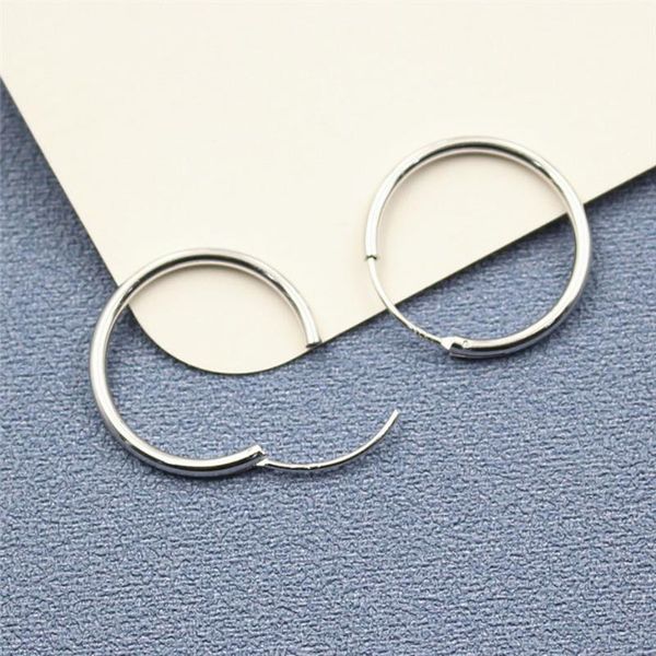 

simple 925 sterling silver round hoop earrings 12mm/15mm/20mm/25mm/30mm/35mm/40mm/45mm/50mm/55mm ear rings for women men gift, Golden;silver