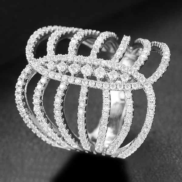 

larrauri trendy eternity bridal engagement wedding jewelry femmale whole finger rings twist cubic zircon rings for women wedding, Slivery;golden